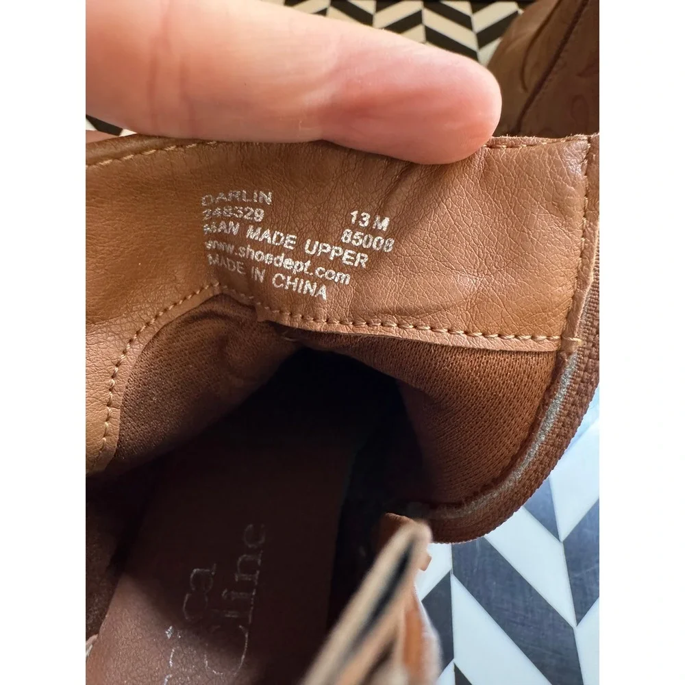 Jessica Cline Darlin‎ Tan Faux Suede Western Ankle Boots Kids Size 13M 248328